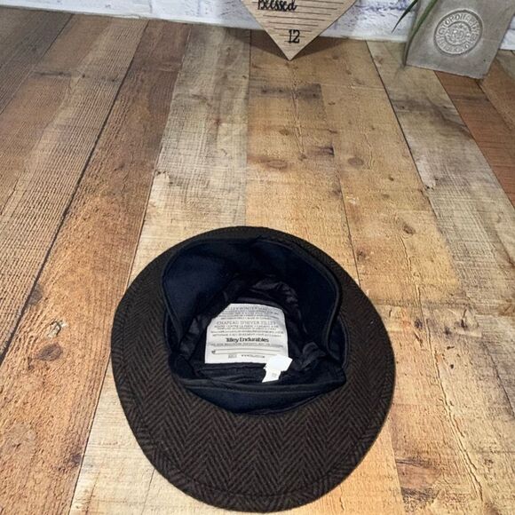 Tilley Endurable Winter Hat with Ear Flaps 7 Brown Herringbone Wool Blend - Picture 8 of 13